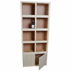 Tout neuf ✔️ Armoire à Vin 8 Casiers Avec Portes Basses Bois Clair 83 X 37 X 202 Cm ????