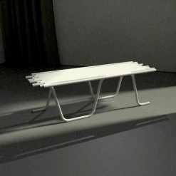 Sortie ✨ Banc Tubulaire L130 X P 43 X H 40 Cm Blanc Mat ????