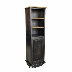 Grosses soldes ⭐ Bibliothèque Industrielle Fer & Bois Ciré 1 P. + Niche + 2 étagères L61xP46xH192 ❤️