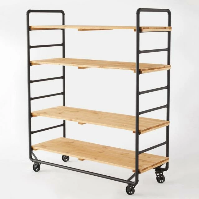 Chariot boulanger métal noir et tablettes bois L120 x P50 x H150cm Budget ???? Chariot Boulanger Métal Noir Et Tablettes Bois L120 X P50 X H150cm ???? -Buffets Shop chariot boulanger metal noir et tablettes bois l120 x p50 x h150cm 02