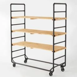 Budget ???? Chariot Boulanger Métal Noir Et Tablettes Bois L120 X P50 X H150cm ???? 2 Budget ???? Chariot Boulanger Métal Noir Et Tablettes Bois L120 X P50 X H150cm ???? -Buffets Shop chariot boulanger metal noir et tablettes bois l120 x p50 x h150cm 03