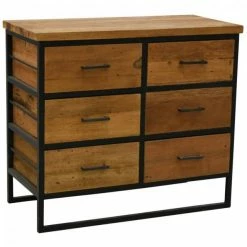 Nouveau 😍 Commode En Bois Recyclé 6 Tiroirs 85x40x74,5 ❤️