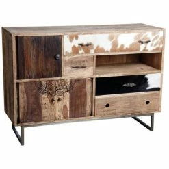 Acheter 🎁 Commode En Manguier Et Peau De Vache 115x40x80 😍