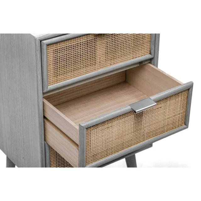Grosses soldes ???? Commode Grise Chiffonnier Scand.en Bois 3 Tiroirs Cannage Rotin 42 X 36 X 71 Cm ???? 5 Grosses soldes ???? Commode Grise Chiffonnier Scand.en Bois 3 Tiroirs Cannage Rotin 42 X 36 X 71 Cm ???? – Image 5