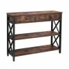 Meilleure affaire ❤️ Commode Métal Et Bois 2 TiroirsL100 X P33 X H80 Cm ????