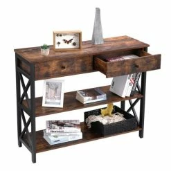 Meilleure affaire ❤️ Commode Métal Et Bois 2 TiroirsL100 X P33 X H80 Cm ???? -Buffets Shop commode metal et bois 2 tiroirsl100 x p33 x h80 cm 03