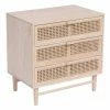 Promo ???? Commode Scandinave Bois 3 Tiroirs Rangement Cannage 64.5 X 41.5 X 65 Cm ????