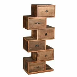 Meilleure vente 😉 Commode Zig Zag En Bois Recyclé Et Métal 50x30x121 ✔️