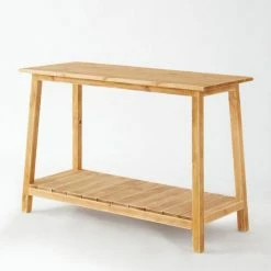 Le moins cher ???? Console 2 Niveaux L110 X P45 X H75 Cm Bois Contemporain ✨