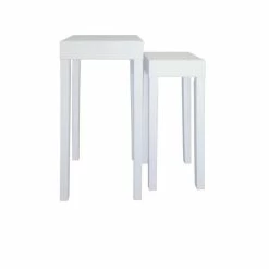 Meilleure vente ???? Console Bois Blanc Mat 35x35x90cm + 25x35x78cm - Set De 2 ????