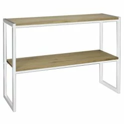 Offres ???? Console Icub Double Plateau Industriel 32x100x75 Cm Blanc - Pin Vieilli ❤️