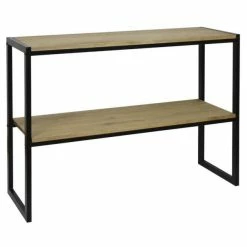 Meilleure vente ???? Console Icub Double Plateau Industriel 32x100x75 Cm Noir - Pin Vieilli ????