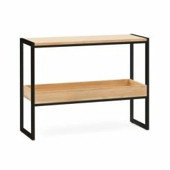 Vente flash ✨ Console Icub Double Plateau Scandinave 32x100x75 Cm Noir - Pin Naturel ✔️