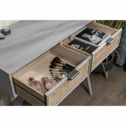 Meilleure affaire ???? Console Table Scandinave En Bois Avec 2 Tiroirs Gris 80x42x79 Cm ???? -Buffets Shop console table scandinave en bois avec 2 tiroirs gris 80x42x79 cm 03