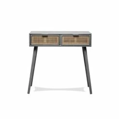 Meilleure affaire ???? Console Table Scandinave En Bois Avec 2 Tiroirs Gris 80x42x79 Cm ???? -Buffets Shop console table scandinave en bois avec 2 tiroirs gris 80x42x79 cm 04