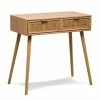 De gros ✨ Console Table Scandinave En Bois Avec 2 Tiroirs Marron 80x42x79 Cm ????