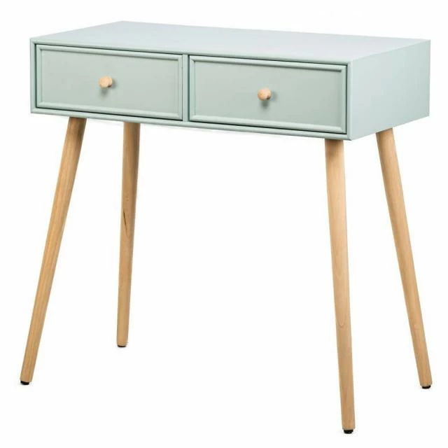 Console table scandinave en bois avec 2 tiroirs vert 80 x 42 x 79 cm Vente flash ???? Console Table Scandinave En Bois Avec 2 Tiroirs Vert 80 X 42 X 79 Cm ✔️ -Buffets Shop console table scandinave en bois avec 2 tiroirs vert 80 x 42 x 79 cm 01