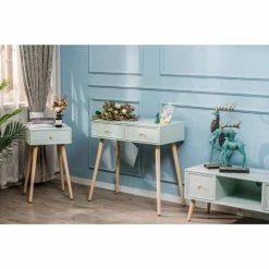 Vente flash ???? Console Table Scandinave En Bois Avec 2 Tiroirs Vert 80 X 42 X 79 Cm ✔️ 2 Vente flash ???? Console Table Scandinave En Bois Avec 2 Tiroirs Vert 80 X 42 X 79 Cm ✔️ -Buffets Shop console table scandinave en bois avec 2 tiroirs vert 80 x 42 x 79 cm 03