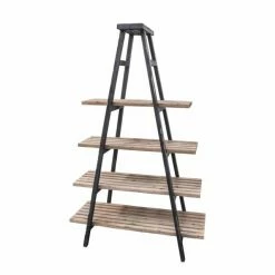 Bon marché ???? Echelle Fer Bois Ciré 4 Plateaux De Présentation L114 X P50 X H177 ????