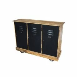 Nouveau ✨ Enfilade 3 Portes En Métal Et Bois Ciré L120 X P40 X H90 ????