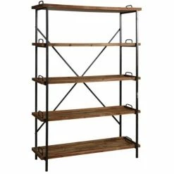 Promo ???? Etagère 5 Niveaux En Bois Et Métal 117x40x184,5 ????