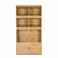 Nouveau ✔️ Etagère Boulangère 3 Niveaux, 2 Portes, Bois Massif, 105x49x195 Cm 💯