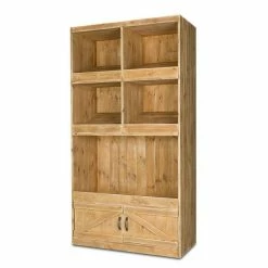 Nouveau ✔️ Etagère Boulangère 3 Niveaux, 2 Portes, Bois Massif, 105x49x195 Cm ???? -Buffets Shop etagere boulangere 3 niveaux 2 portes bois massif 105x49x195 cm 03