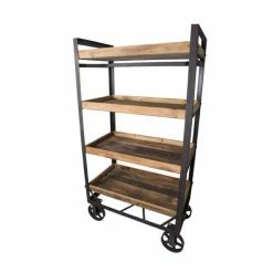 Offres ???? Etagère Chariot Ciré 4 Plateaux Sur Roues L90 X P50 X H170 ????