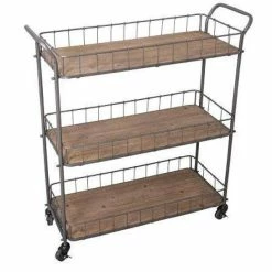 Coupon ???? Etagère Cirée 3 Niveaux Sur Roulettes L81.5 X P32 X H88.5 ????