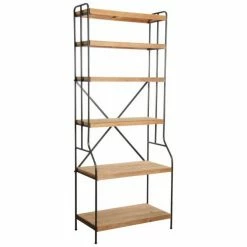 Bon marché ⭐ Etagère En Bois Et Métal 82x42x200 ⌛