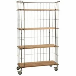 Bon marché ???? Etagère En Bois Et Métal Sur Roulettes 94x41x159 ????