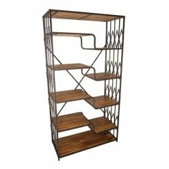 Meilleure vente ???? Etagère Industrielle Fer Et Bois Loft Fer Et Bois Ciré L93.5 X P40 X H180 ????