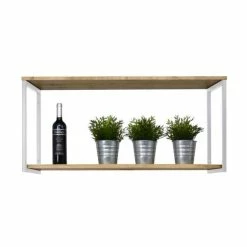 Promo ???? Étagère Murale Double Icub Industriel Vintage 30x100x48cm 30mm. Blanc ⌛