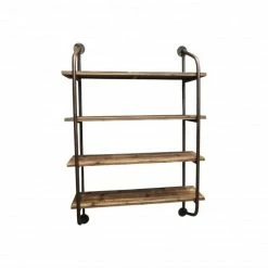 Le moins cher ✨ Etagère Murale Industrielle 4 Plateaux Bois Ciré L80 X P23.5 X H120 ????