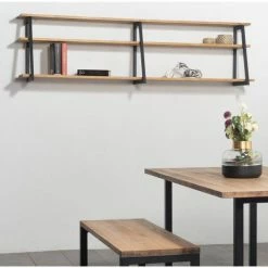 Le moins cher ???? Étagère Polygonal Ascendant 160x35x47cm Noir – 2 Supports – Industriel ???? -Buffets Shop etagere polygonal ascendant 160x35x47cm noir 2 supports industriel 04