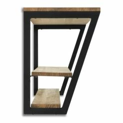 Remise ???? Étagère Polygonal Descendant 140x35x47cm Noir 2 Supports – Industriel ???? -Buffets Shop etagere polygonal descendant 140x35x47cm noir 2 supports industriel 03