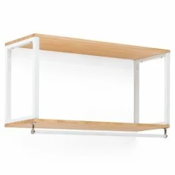 Le moins cher ???? Étagère Portemanteau Icub Style Scandinave 30x100x55cm Blanc-Naturel ????