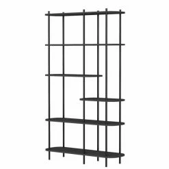 Tout neuf ???? Etagere Scandinave 6 Niv, Noir Struct. Métal Noir, Plateaux Bois 100x30x169 Cm ????