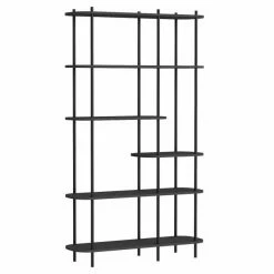 Tout neuf ???? Etagere Scandinave 6 Niv, Noir Struct. Métal Noir, Plateaux Bois 100x30x169 Cm ???? -Buffets Shop etagere scandinave 6 niv noir struct metal noir plateaux bois 100x30x169 cm 03