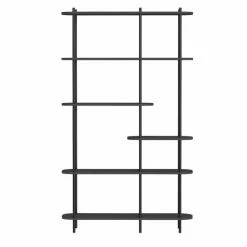 Tout neuf ???? Etagere Scandinave 6 Niv, Noir Struct. Métal Noir, Plateaux Bois 100x30x169 Cm ???? -Buffets Shop etagere scandinave 6 niv noir struct metal noir plateaux bois 100x30x169 cm 04