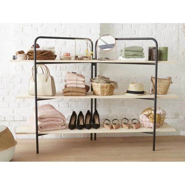 Etagere Symira structure noire 3 tablettes bois L170 x H 120 cm Promo ???? Etagere Symira Structure Noire 3 Tablettes Bois L170 X H 120 Cm ✔️ -Buffets Shop etagere symira structure noire 3 tablettes bois l170 x h 120 cm 31