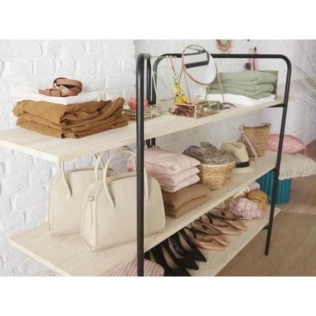 Etagere Symira structure noire 3 tablettes bois L170 x H 120 cm Promo ???? Etagere Symira Structure Noire 3 Tablettes Bois L170 X H 120 Cm ✔️ -Buffets Shop etagere symira structure noire 3 tablettes bois l170 x h 120 cm 50