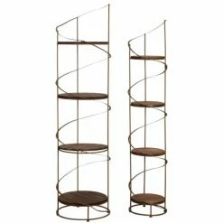 Meilleur prix ???? Etagères Rondes En Bois Et Métal 31 X 31 X 150 - 41 X 41 X 160 ????
