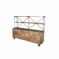 Grosses soldes ✔️ Mercerie Bois Ciré 18 Tiroirs 2 étagères L205 X P45 X H176 ????