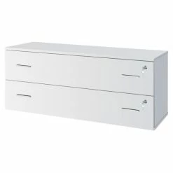 Le moins cher ✔️ Meuble 2 Tiroirs Avec Serrures - L120xP42xH51cm - Blanc 👍