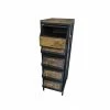 Meilleure affaire ???? Meuble 5 Casiers En Fer Et Bois Ciré L45 X P65 X H143 ????