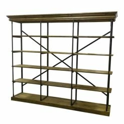 Promo ???? Meuble étagère En Fer Et Bois Ciré L270 XP 46 X H223 ????