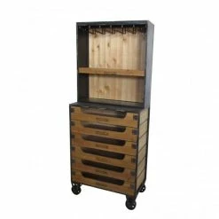 Les meilleures critiques de ⌛ Meuble Indus Ciré Avec Porte Verre étagère Et 6 Tiroirs L65 X P32 X H158 ????