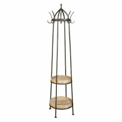 Promo ⭐ Perroquet Avec 2 Plateaux Bois Ciré Ø50 X H186 ????