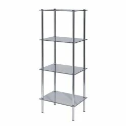 Tout neuf ???? Présentoir L39xP29xH107,5cm - 4 Tablettes Verre - Chromé ????